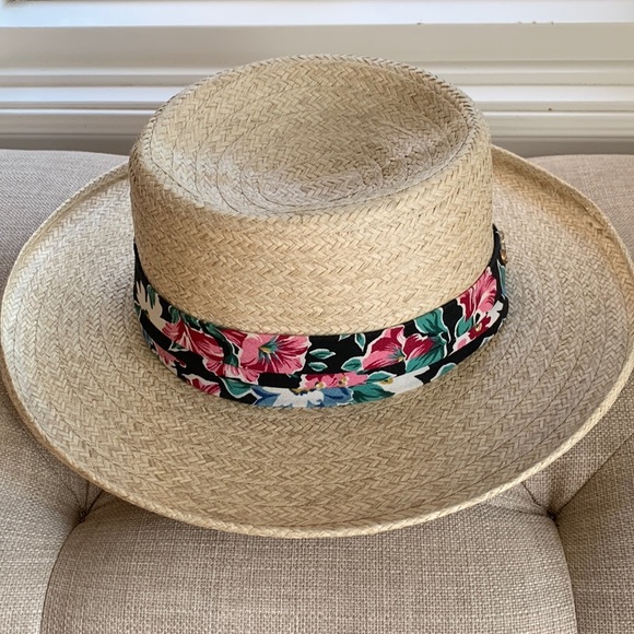 Biltmore Straw Hat With Floral Tropical Band size small 6 7/8 - Picture 3 of 16